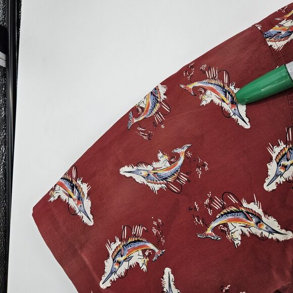 Vintage Reyn Spooner Shirt Mens XL‎ Hawaiian Short Sleeve Marlines AOP Trashed - Picture 5 of 14